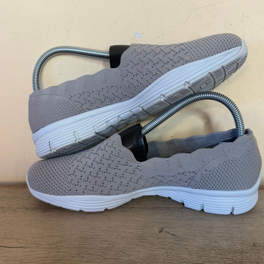 Skechers Shoes Womens 8.5 Seager Stat Memory Foam Slip Ons 49481 Taupe Fabric - Picture 5 of 8